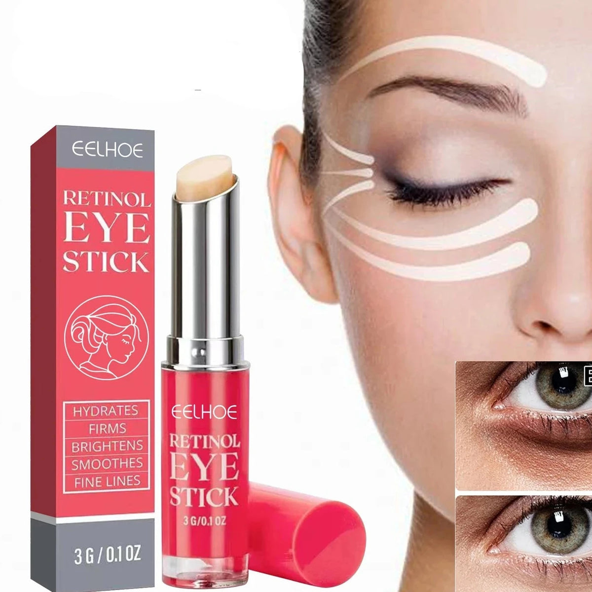 Bastão de Retinol para Olhos Eelhoe - Anti-Olheiras e Antirrugas